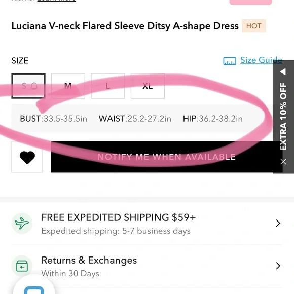 Cupshe Luciana v neck flared sleeve ditsy red a shape dress - Picture 4 of 6